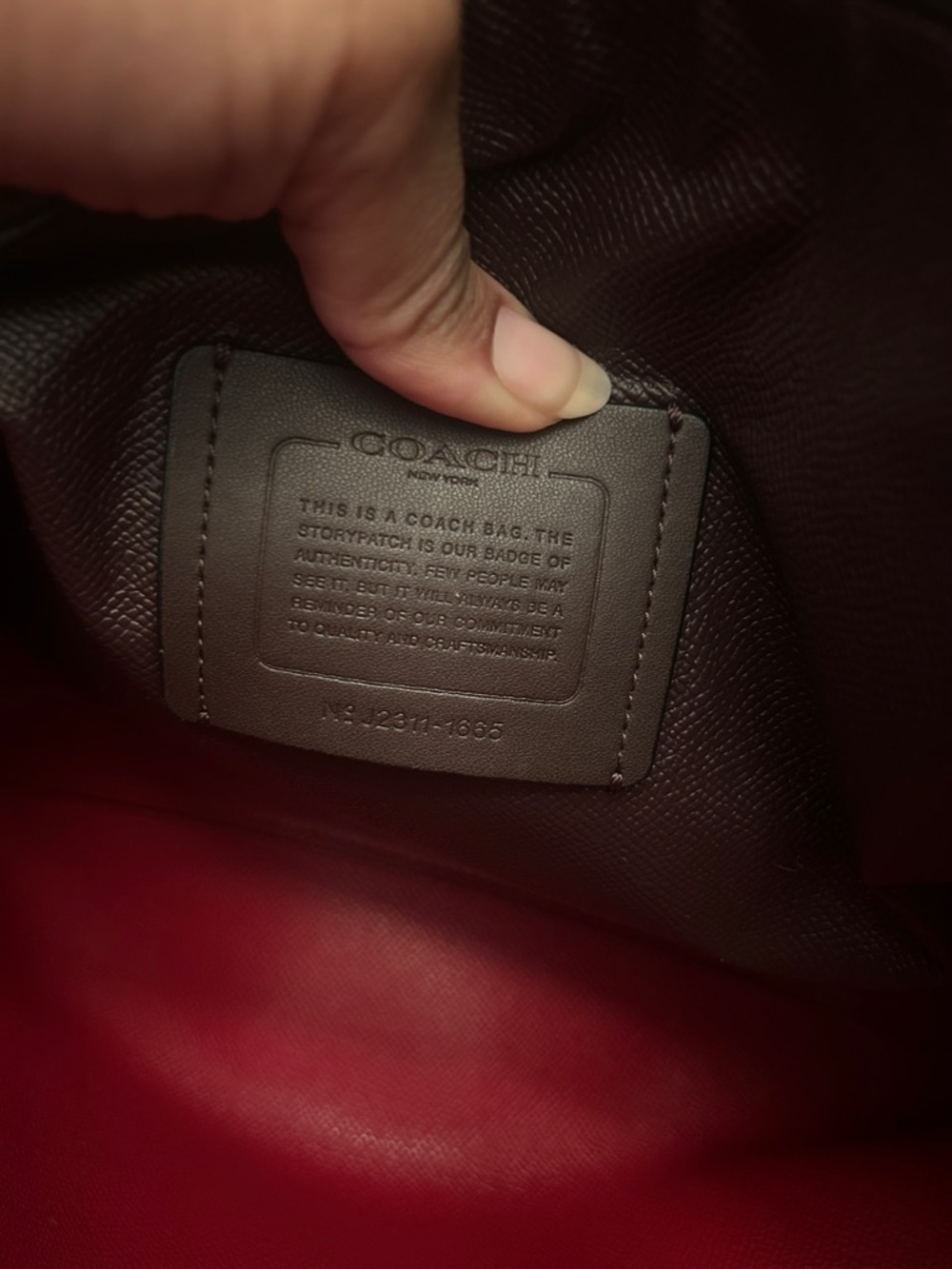 Coach Brown Signature Tote with Red Leather Straps - Picture 2 of 11